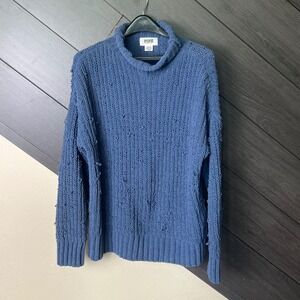 PINK Victoria's Secret Women's Chenille Distressed Knit Sweater M Blue Oversized